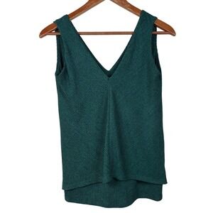 White House Black Market Tank Top XS Green‎ Sleeveless V Neck Ribbed